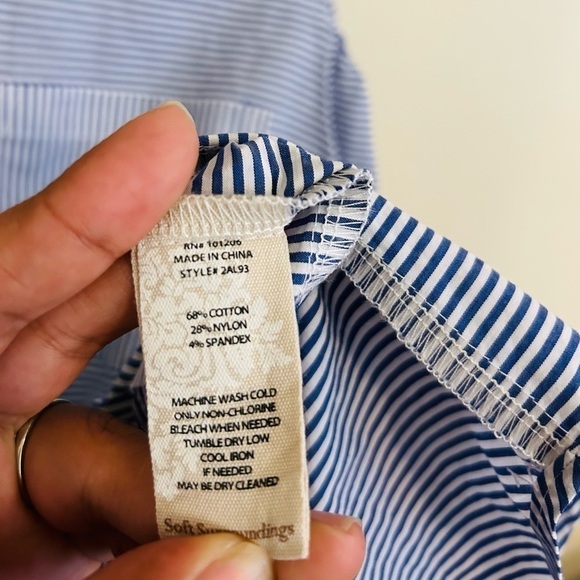 SOFT SURROUNDINGS Striped Cold Shoulder Tunic Dress Blouse Size L - Picture 5 of 9